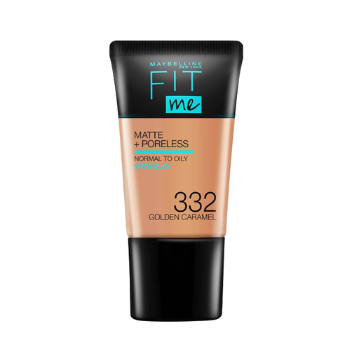 Maybelline Fit Me Foundation Matte & Poreless With Clay 332 Golden Caramel, 18ml - Beautynstyle