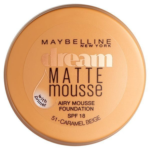 Maybelline Dream Matte Mousse Make Up Foundation + Primer 51 Caramel Beige - Beautynstyle