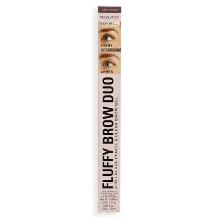 Revolution Fluffy Brow Duo 2-In-1 Blade Pencil & Clear Brow Gel Ash Brown - Beautynstyle