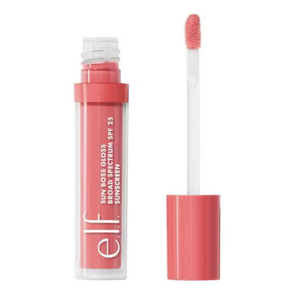 Elf Sun Boss Lip Gloss Broad Spectrum SPF 25 Sunscreen Blush Much - Beautynstyle