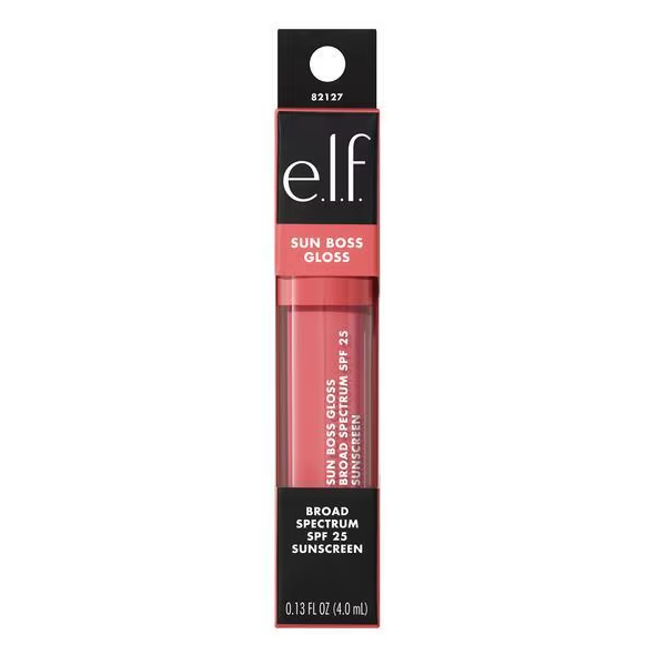 Elf Sun Boss Lip Gloss Broad Spectrum SPF 25 Sunscreen Blush Much - Beautynstyle
