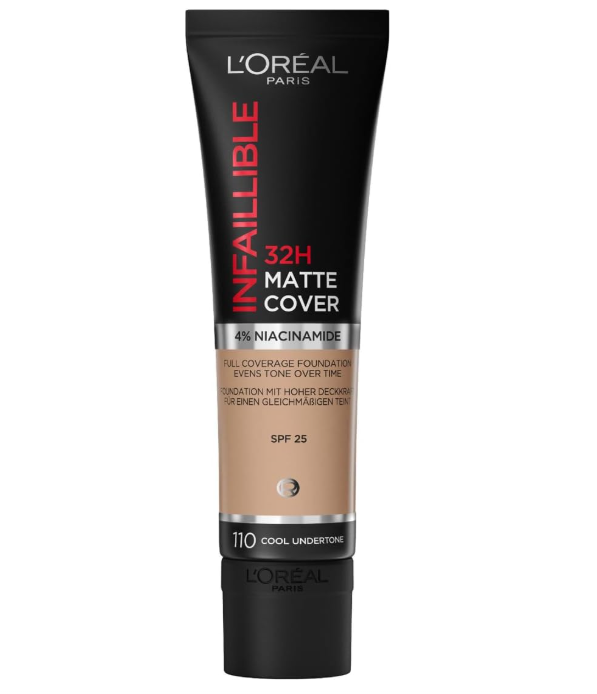 L'Oreal Paris Infallible 32HR Matte Cover Foundation 110 Cool Undertone - Beautynstyle