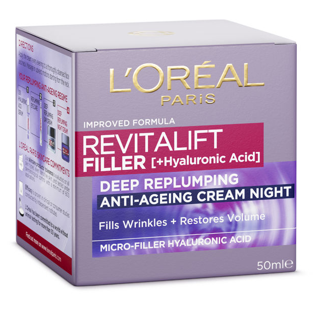 L'Oréal Revitalift Filler Deep Replumping Anti Ageing Night Cream 50ml - Beautynstyle