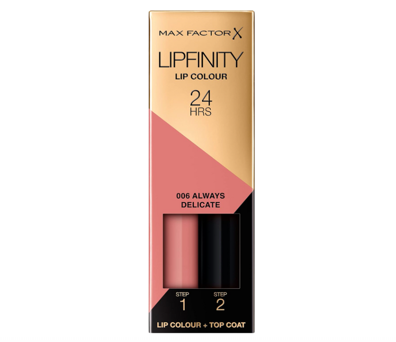 Max Factor Lipfinity Lip Color 24 Hour Lipstick 006 Always Delicate - Beautynstyle