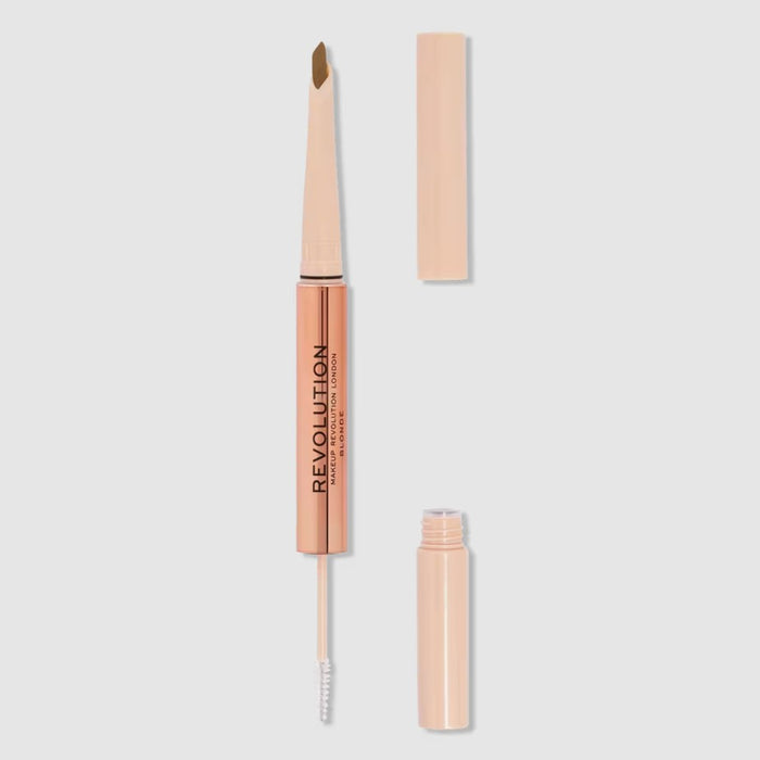 Revolution Fluffy Brow Duo 2-In-1 Blade Pencil & Clear Brow Gel Blonde