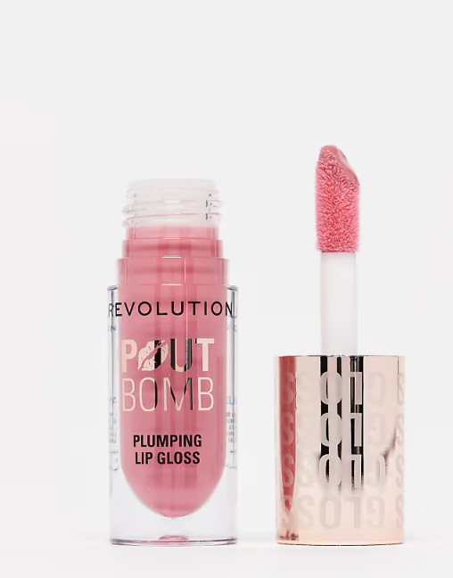 Revolution Pout Bomb Plumping Lip Gloss Kiss Baby Pink - Beautynstyle