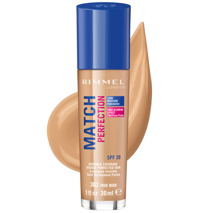 Rimmel London Match Perfection 24HR Hydration Foundation 303 True Nude - Beautynstyle