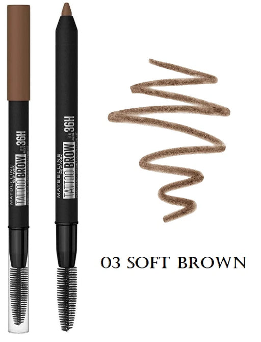 Maybelline Tattoo Brow Eyebrow Pencil 36HR 03 Soft Brown - Beautynstyle
