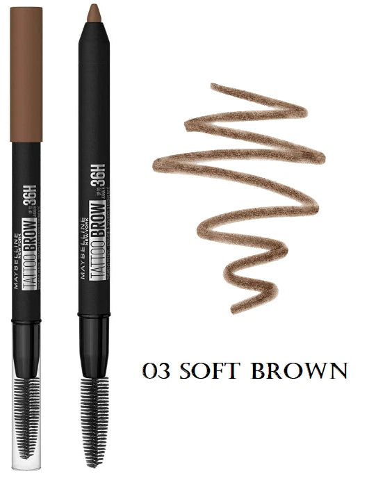 Maybelline Tattoo Brow Eyebrow Pencil 36HR 03 Soft Brown - Beautynstyle