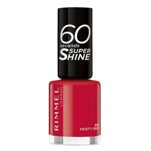 Rimmel London 60 Seconds Super Shine Nail Polish 313 Feisty Red - Beautynstyle