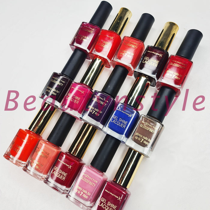 Max Factor Glossfinity & Gel Shine Lacquer Nail Polish Assorted Set of 6 With Bag - Beautynstyle