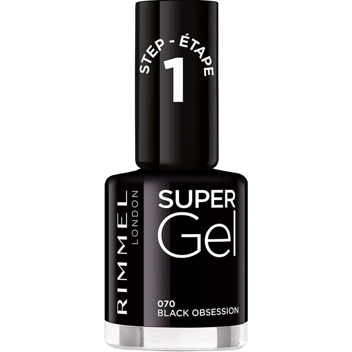 Rimmel London Super Gel Nail Polish 070 Black Obsession - Beautynstyle